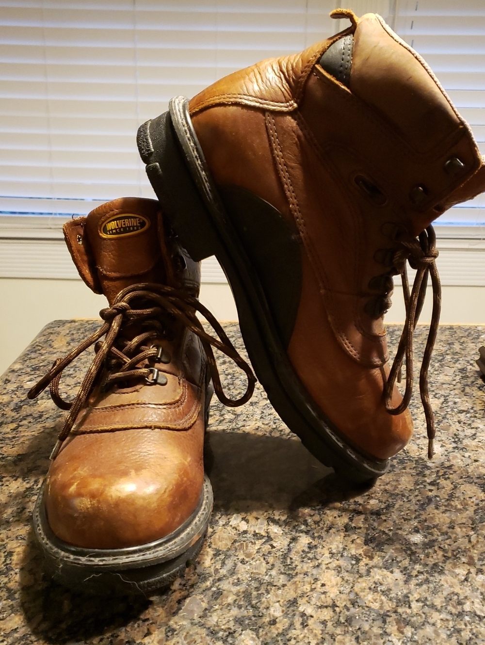 Wolverine Brown Leather Lace-Up Steel Toe Work Boots
